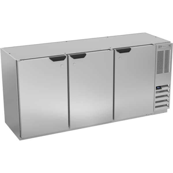 Back Bar Refrigerator, Stainess Steel with 3 Solid Doors, 115V 72"
